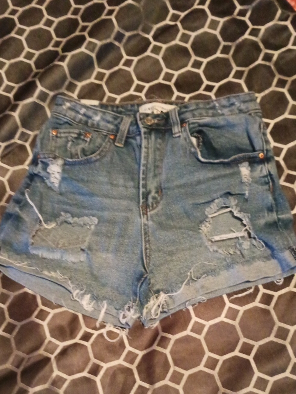 Almost Famous Distressed Light Blue Denim Shorts